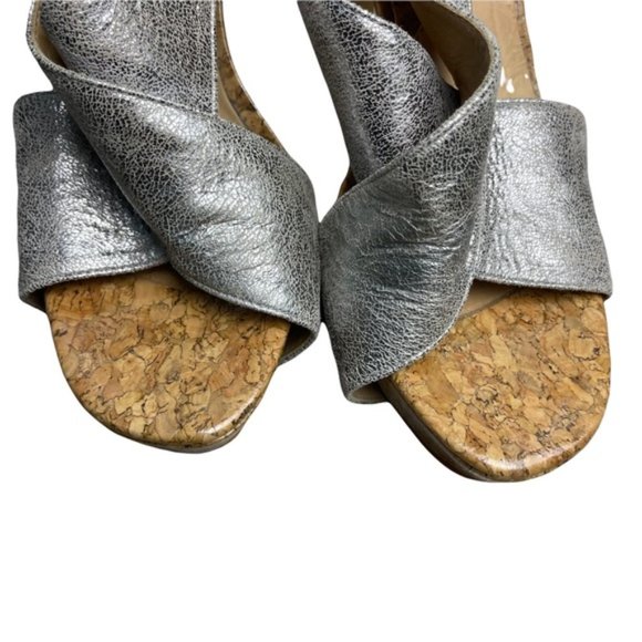 DIANE VON FURSTENBERG Zia Metallic Crisscross Cork Platform Sandal Heel Size 9M - Picture 7 of 10
